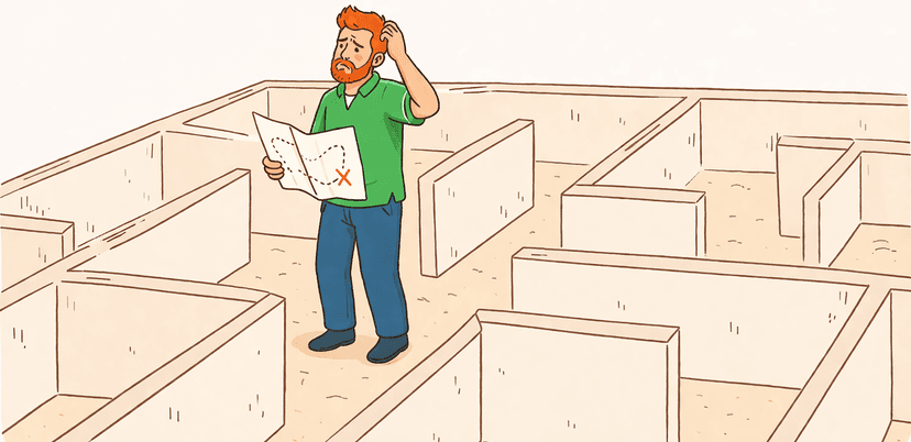 Confused Man in Maze