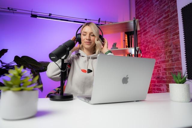content creator sitting at their desk