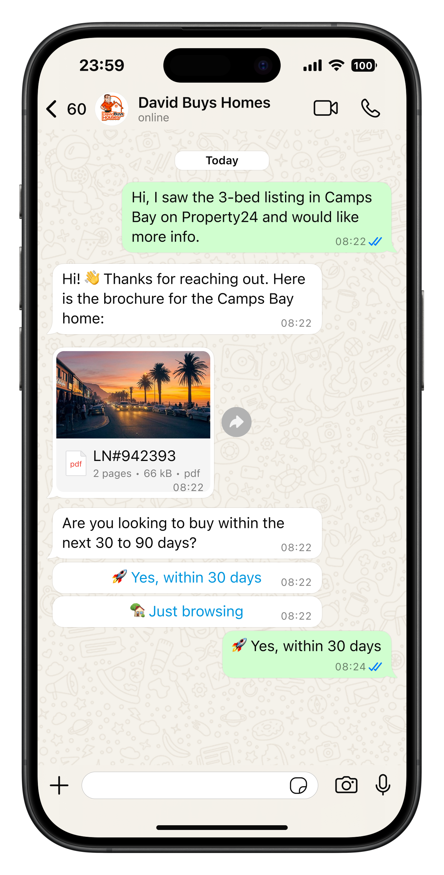 First to reply, first to sell.